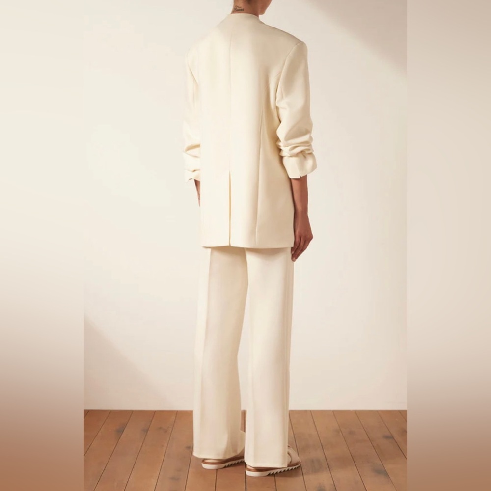 SHONA JOY Irene Collarless Oversized Blazer in Cream Sz 2 - Picture 4 of 16